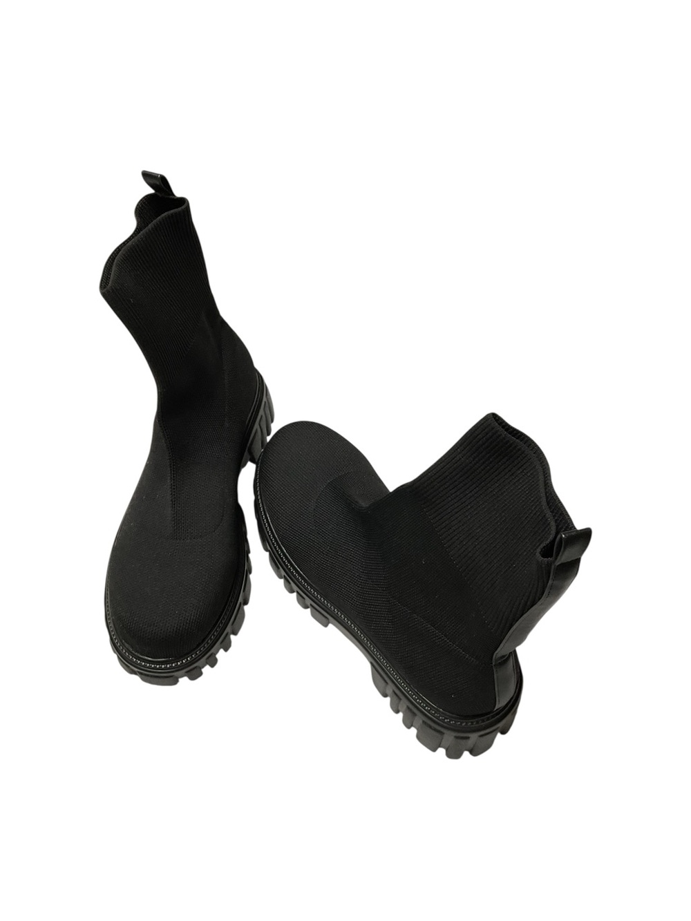 Goth Chunky Lug Sole Sock Boots Black stretchy ankle boots EU 39  Us 8.5
